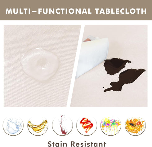 2 Pack 54x54 Inch-Beige Nasitos Vinyl Square Table Cloth Waterproof Oil-Proof Card Tablecloths, Wipeable Spill-Proof