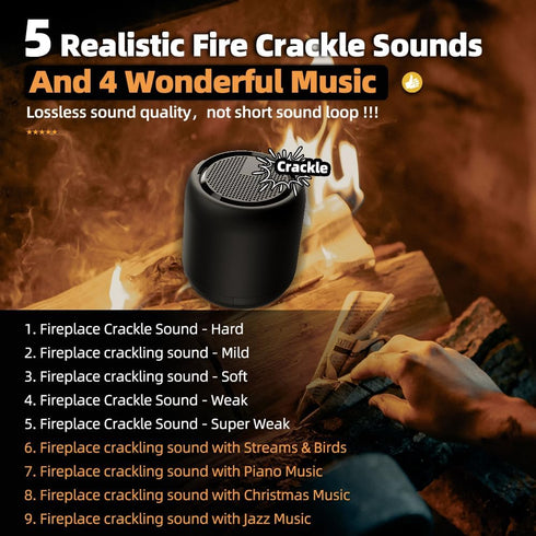 2 1 Fireplace Crackler Sound Box for Electric Fireplace with Remote Control, in Realistic Rechargeable Fire Crackling