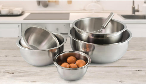 HIC Kitchen Mixing Bowl, Heavyweight 18/8 Stainless Steel, 6-Quart Capacity