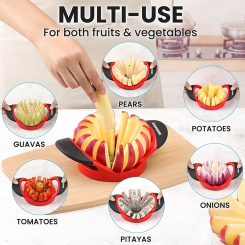 16-Blade 4.72 Inch SCHVUBENR Apple Slicer and Corer - Sharp Stainless Steel Apple Cutter - Professional Apple Divider