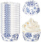600Pcs Blue Floral Cupcake Liners, Disposable Decorative Muffin Brownie Cups for Baking Party Supplies