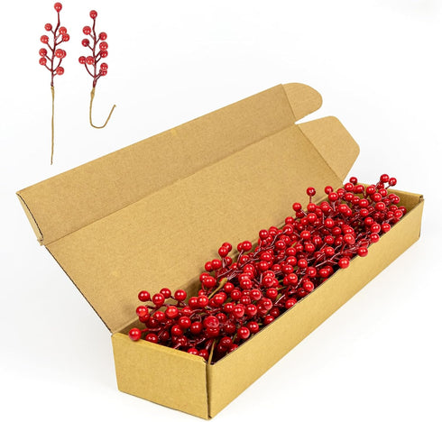 LLZLL 50 Pack Berry Stems for Christmas Tree 6.5 Inch Christmas Berries
