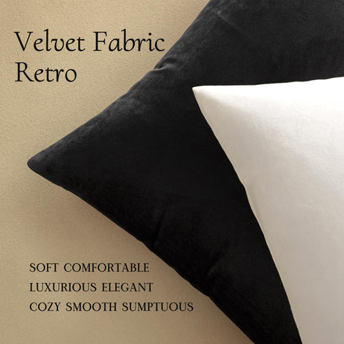 MIULEE Velvet Throw Pillow Covers - Pack of 2, 18x18 Inch, Black, Super Soft Decorative Square Cushion Cases for Home