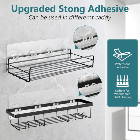 KaiwayInno 4 Pack Shower Caddy Adhesive Replacement, Strong Shower Shelf Adhesive Hooks for Corner Shelf Basket