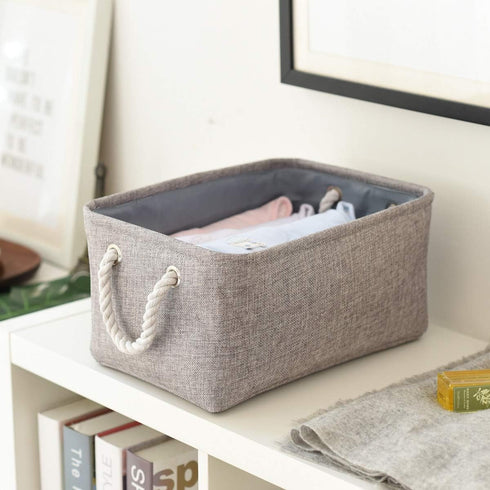 2 Pack Closet TheWarmHome Large Storage Bins Basket, Grey Fabric Storage Cubes for Changing Table Nursery Livingroom