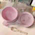 2Pack 28.7oz Wheat Straw Microwave Ramen Bowl Set, Noodle Bowls with Lid and Spoon, BPA-Free (Pink+Green)