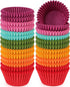 Caperci Rainbow Mini Cupcake Liners, Colorful Muffin Baking Cups, 350-Count, Odorless, Food Grade Grease-Proof Paper