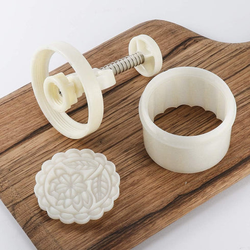 180g 5pcs Cookie Stamps - Thickness Adjustable Moon Cake Mold Set, DIY Decoration Hand Press Cutter