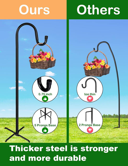 Ottsuls Shepherd-Hooks Adjustable for Bird-Feeder Lantern Plant-Hook Garden-Stake - Plant Stand Hanger for Outdoor