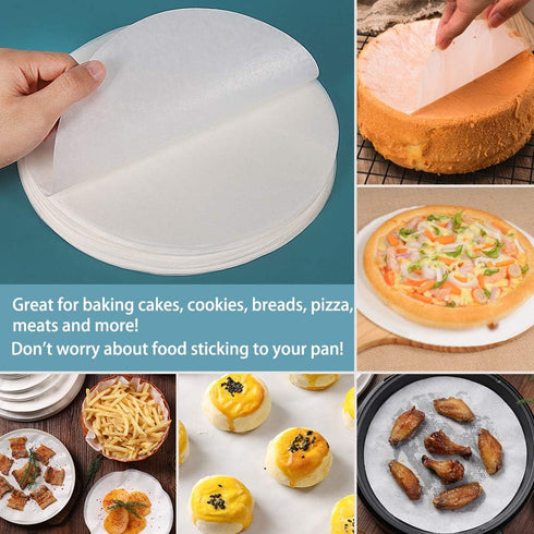 9 Inch Round Parchment Paper - Set of 200 Non Stick Baking Rounds for Springform Pan, Air Fryer & More