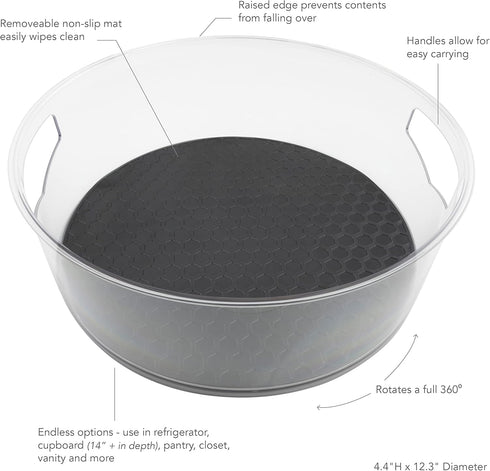 Spectrum Lazy Susan Organizer, Hexa Large (1-Pack), Rotating Turntable for Cabinet, Pantry, Table, and Shelf