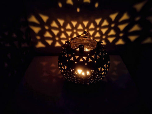 eTroves Handmade Moroccan Lanterns - Hanging & Table Top Tea Light Candle Holder for Indoor Outdoor Use