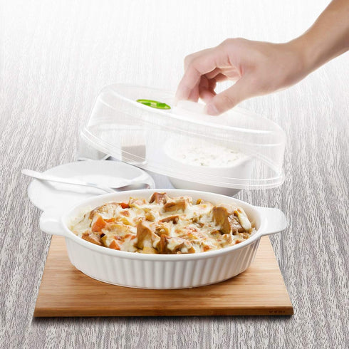 Set of 5 Microwave Plate Covers with Adjustable Steam Vents; Splatter Covers for Large & Small Food Plates