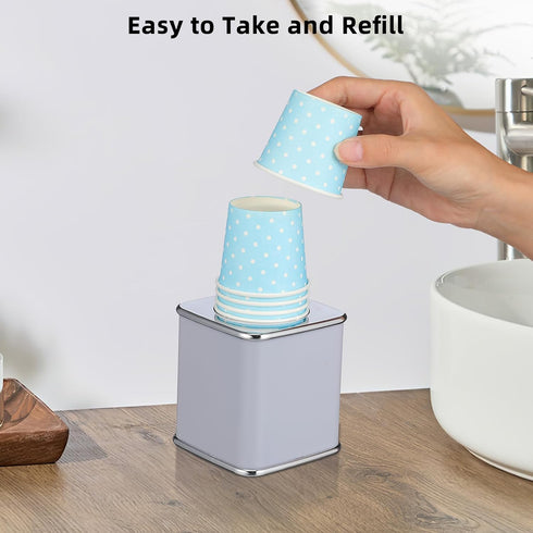 3oz 10 Countertops DOITOOL Bathroom Cup Dispenser, Dixie Cup Dispenser with Paper Cups, Dust-Proof Disposable Paper