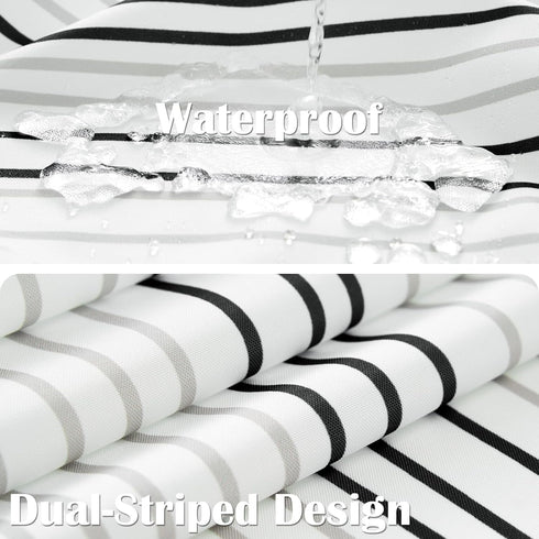 jinchan Black Grey White Striped Shower Curtain, Waterproof Fabric Set with Hooks, 70x72 inches Modern Abstract