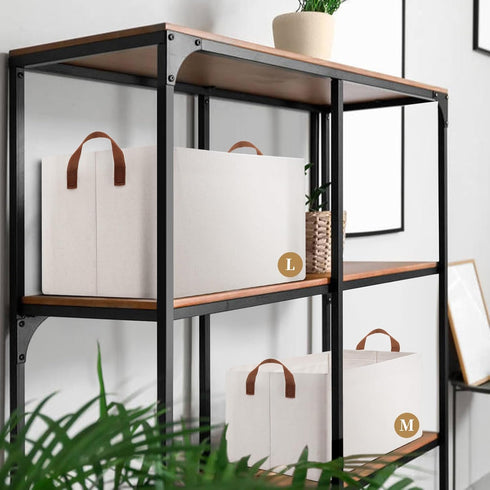 Large Storage Baskets for Shelves, Rectangle Fabric Bins for Organization, Closet Storage Bins, Shelf Baskets with Wire