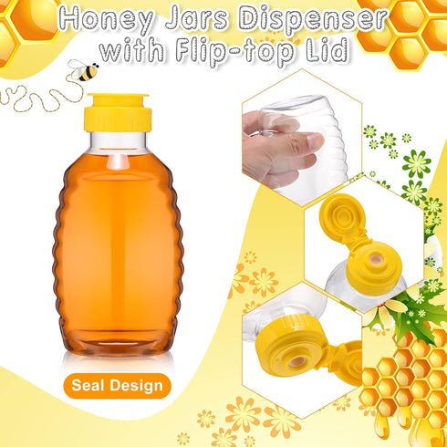 24 (32oz) Pcs Clear Plastic Honey Bottles Plastic Skep Style Jar Honey Squeeze Bottle Empty Refillable Honey Dispenser