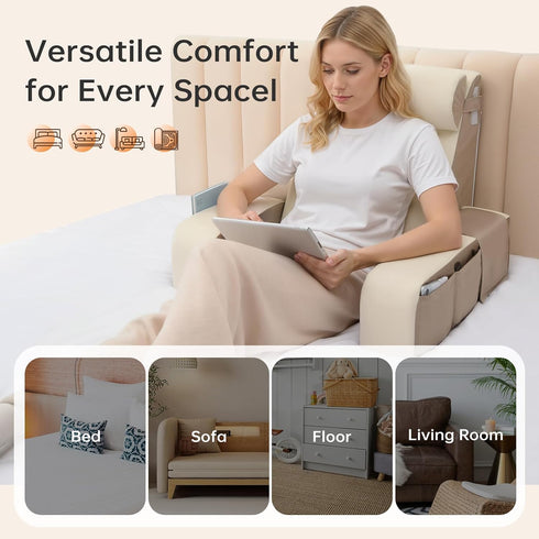 21" 60 Vekkia Reading Pillow for Sitting Up in Bed, Ergonomic Wedge Back Pillow with Multi-Density Foam for Comfortable