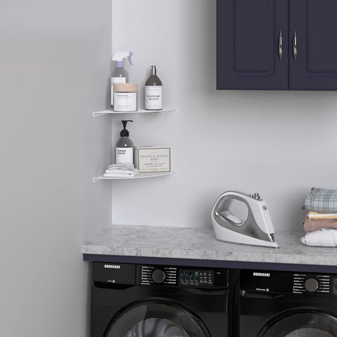 ClosetMaid 8282 Corner Shelf Organizer, Wall Mount Hanging Corner Shelves, Durable Steel, White