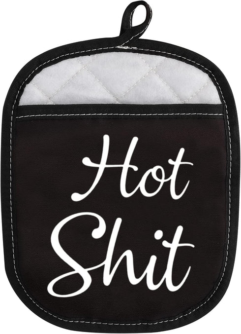 Funny Oven Pads Pot Holder with Pocket, Hot Shit Humor Gift for Baker