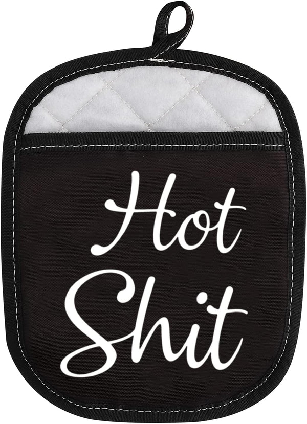 Funny Oven Pads Pot Holder with Pocket, Hot Shit Humor Gift for Baker
