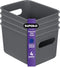 Superio Ribbed Collection, Decorative Plastic Open Home Storage Bins, Small Grey, 4 Pack