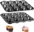 Muffin Tin Set of 2, 12-Well Nonstick Heavy Duty Steel Cupcake Pan