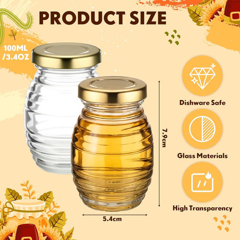 3.4 oz 12 Pack Baderke Mini Honey Jars Party Favors, Small Glass Honey Jar with Lids Empty Glass Jars for Baby Shower