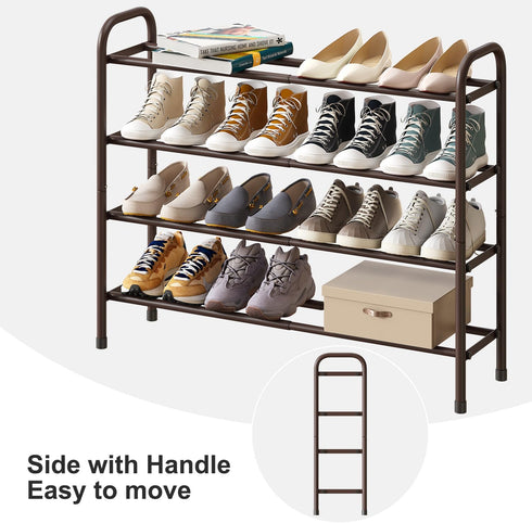 kiplant Closet, 4-Tier_Long) Metal Shoe Rack, Expandable Metal Shoe Rack for Entryway & Hallway (Brown