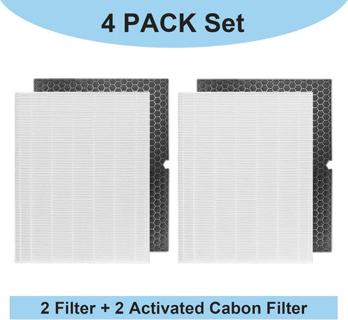 Replacement 116130 Filter H Combo Pack for Winix 5500-2, 2 Filters & 2 Activated Carbon Filters