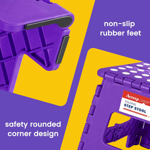 ACSTEP Folding Step Stool Portable Collapsible Plastic Step Stool, Foldable Step Stools, Non Slip Folding Stools