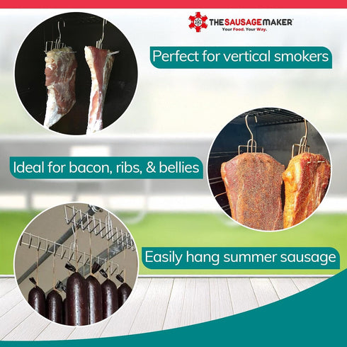 12-Prong SUS304 12.5 5.8 The Sausage Maker Bacon Hanger Meat Hooks Stainless Steel, Heavy Duty Butchers Hook