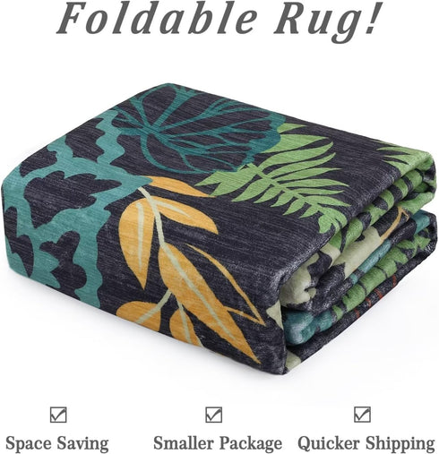 Runner Rug 2x6 Floral Washable Kitchen Runner, Modern Farmhouse Easy-Cleaning Hallway Rug, Green/Grey
