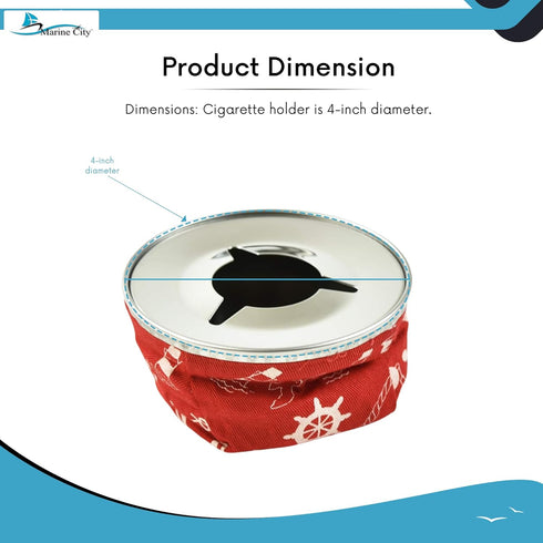 MARINE CITY 304 Grade Stainless Steel Round Windproof Bean Bag Style Ashtray for Cars, Boats, Outdoor (Pack of 1) (RED)