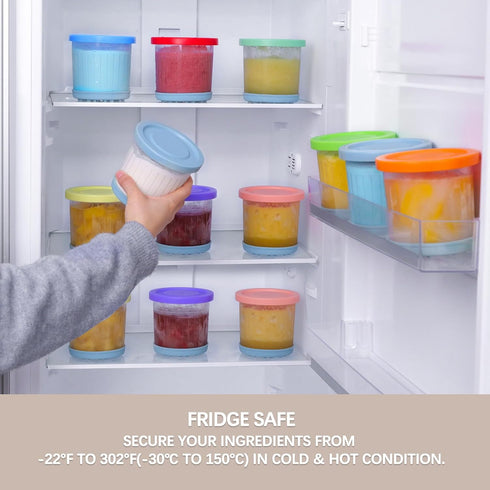 QVN 4 Pack 16 oz NC299AMZ NC300 For Ninja Creami Pints and Lids - Creami Pints, Creami Containers, Creami Pint