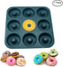 Large Professional Grade Donut Pan for Baking 9 Cavity Non-Stick Bagel Pan Silicone Donut Mold BPA Free 11.2 x 11.1 Inches by FUNLAVIE