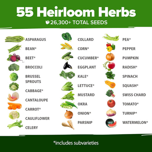 70 32,000+ Set HOME GROWN Variety Vegetable & Herb Seeds USA Non-GMO Heirloom Survival Seeds Garden Kit for Spring