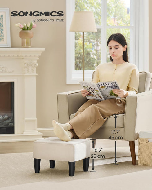 330 lb ULOM501W01 SONGMICS Foot Stool with Legs, Small Footstool Ottoman, Velvet Seat with Thick Cushion, for Living