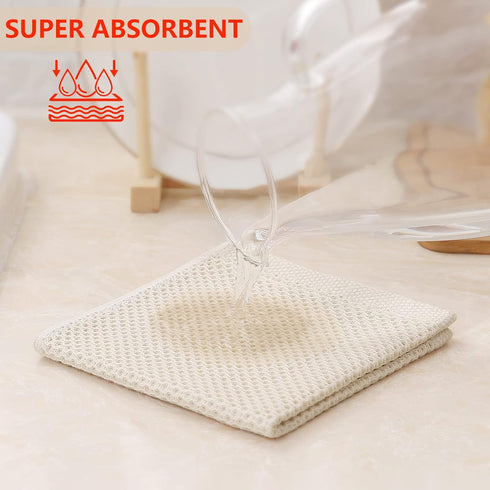Kitinjoy 100% Cotton Kitchen Dish Cloths, 6 Pack Waffle Weave Ultra Soft Absorbent Towels, 12 x 12 Inches