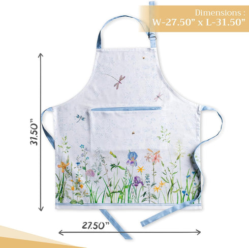 Maison d' Hermine 100% Cotton Kitchen Apron for Women with Pocket, Chef Apron for Men Cooking, Gardening, Server,