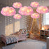 3D Decor(2 Marsui Artificial Cloud Props LED Hanging Pink Light String Fake Imitation Cotton Cloud Classroom School
