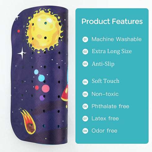 Tubozadi 40X16 Inch Bathtub Mat Kids Baby Non Slip Shower Mat Extra Long Toddler Anti Slip Bath Mats for tub Mat