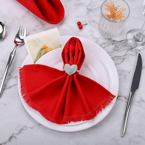 LogHog Valentine's Day Napkin Rings Set of 6 - Handmade Heart-Shaped Napkin Rings for Wedding, Valentine's, Birthday