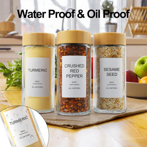 398 Labels-4oz 24 Set AISIPRIN Glass Spice Jars with Pcs,Round Seasoning Jars with Bamboo Airtight Lids,Spice Container