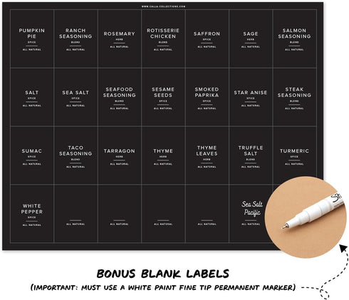 ThreeKin 230 Spice Jar Labels, Waterproof & Oil-Resistant Black Minimalist Stickers for Kitchen Organization, BPA-Free