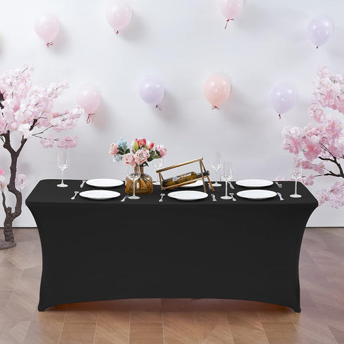 CWK 6FT Waterproof Stretch Spandex Table Cover – Elastic Fitted Tablecloth for Rectangular Tables, Wrinkle Resistant
