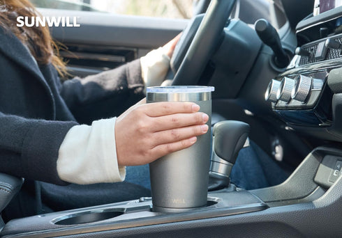 SUNWILL Travel Coffee Tumbler, 20 oz Insulated Mug with Lid, Stainless Steel for Hot and Cold Drinks, Cool Grey