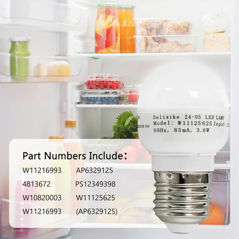 W11216993 W11125625 Whirlpool Refrigerator Light Bulb Replacement, Wattage: 3.6w, White