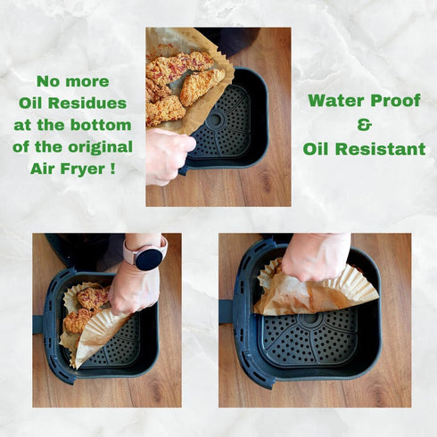 Air Fryer Liners Disposable, Non Stick Parchment Paper for Baking, 100 Pcs Square 7.9"
