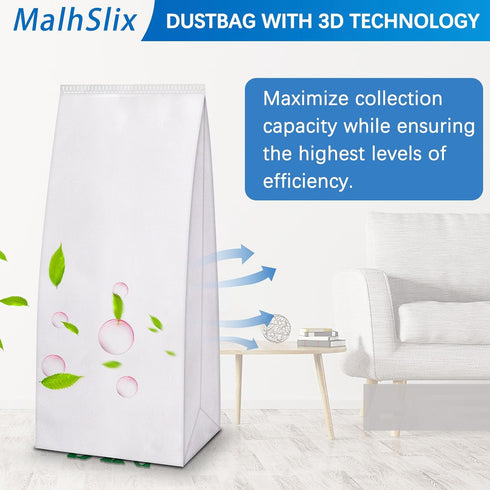 Type U 3D Airclean Vacuum Bags, 12 Packs Compatible for Miele S7000-S7999 Upright and Dynamic U1 Series